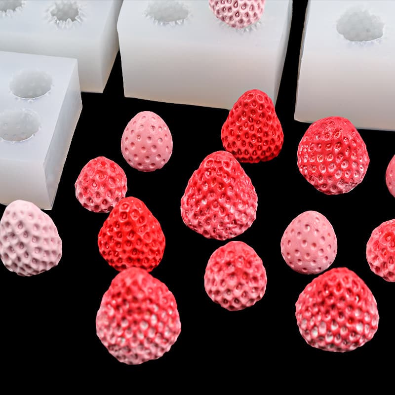 3D Strawberry Silicone Mold Squishy Toy Chocolate Cake Decoration Candy Ice Cream Scented Candle Plaster Mold