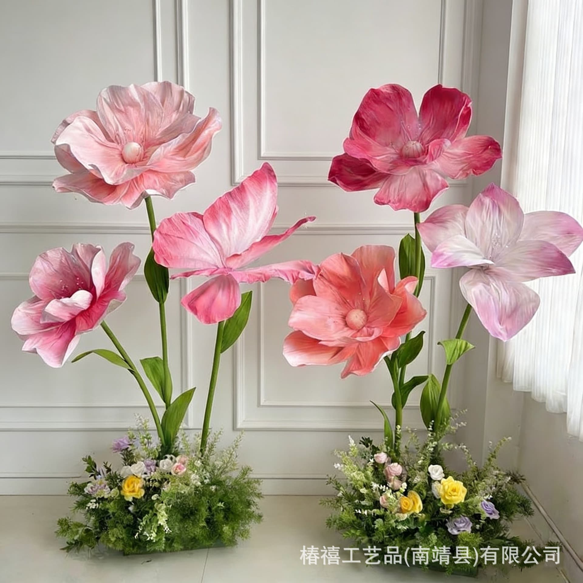 New Giant Paper Flower Decorative Stem Art Paper Poppy for Window Display Wedding Artificial Fake Flowers