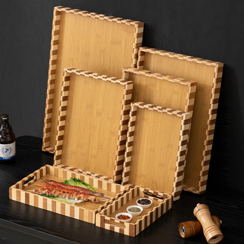 Environmentally friendly bamboo multifunctional tray outdoor barbecue side dish hotel room tea tray snack dried fruit storage tray