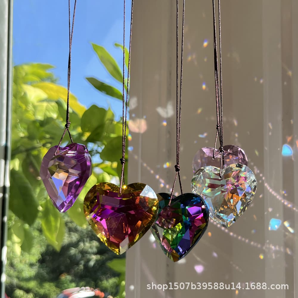 Handmade K9 Crystal Heart Prism Pendant Light Decoration Sun Catcher Craft Accessory Chandelier Ornament Party Gift Decoration