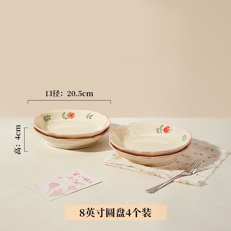 High-Gloss Under-glaze Color Ins Style Ceramic Dinnerware Set, Home Use Bowls, Plates, Spoons, Chopsticks, Instant Noodle Bowl, Soup Bowl