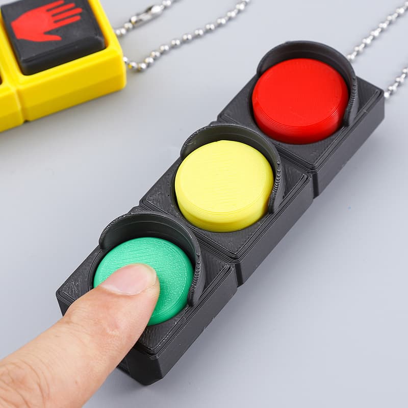 Cross-border hot selling 3D printed keychain pendant traffic cone traffic light fingertip clicker hand-made backpack small pendant