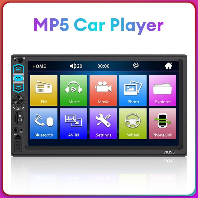 7-inch MP5 player car display portable FM reversing rear view Bluetooth connection HD 1080
