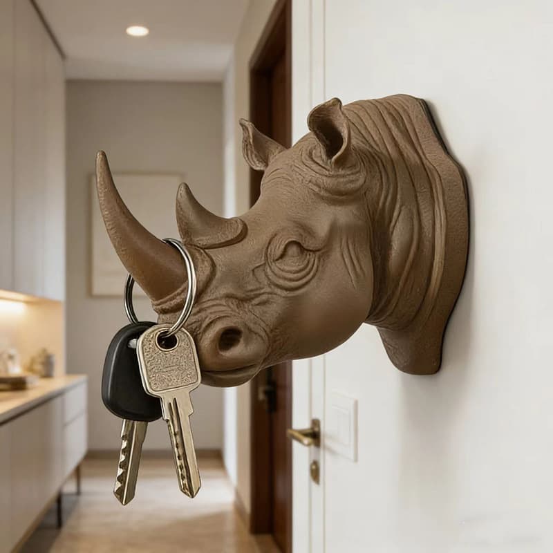 Creative Rhino Head Hook, Home Decor Animal Head Crafts, Wall Hanging, Bar Entrance Decoration, New Cross-Border Model
