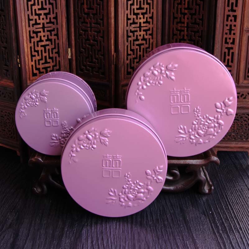 Wedding Supplies Candy Gift Box Creative Ready-Made Candy Box Chinese Style Round Cylinder Tin Box