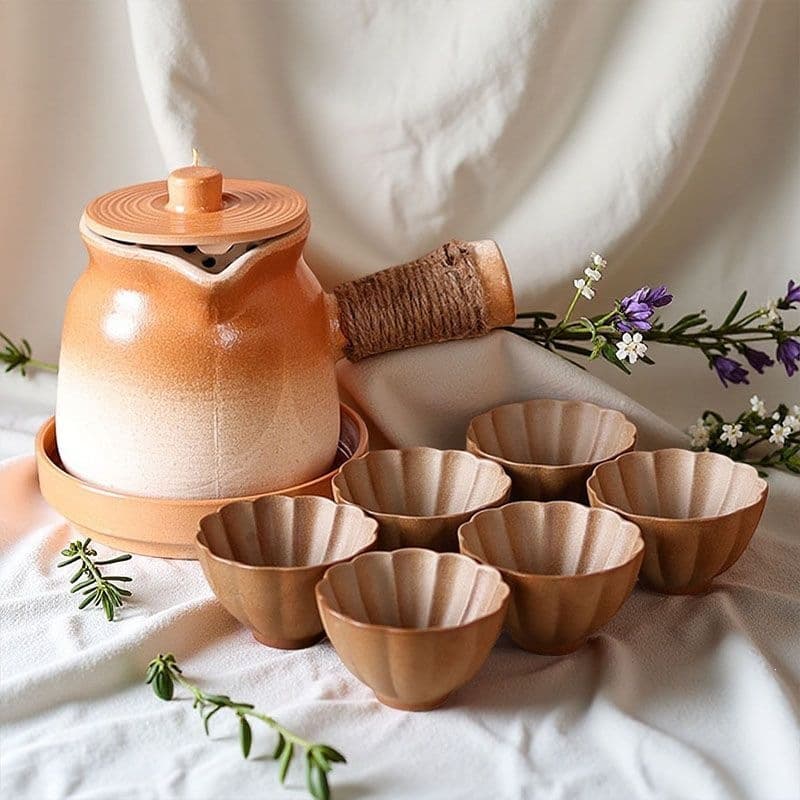 Teapot for brewing tea around a stove, a tea set for making Kung Fu tea, a teapot for roasting milk tea, a stove for dry heating, a side-handled teapot, and coarse pottery.