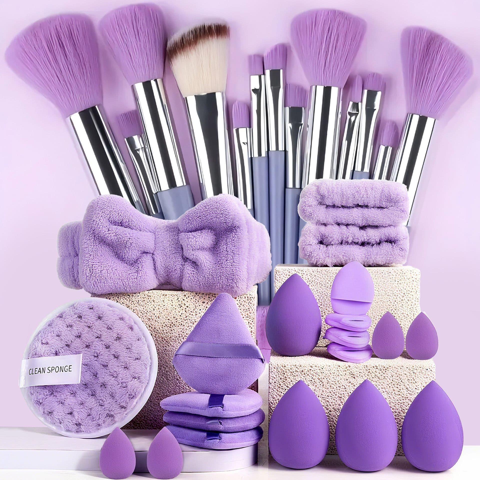 Cross-border Puff Set 20PC 33PC 40PC Makeup Tool Combo Set Face Wash Cosmetic Puff