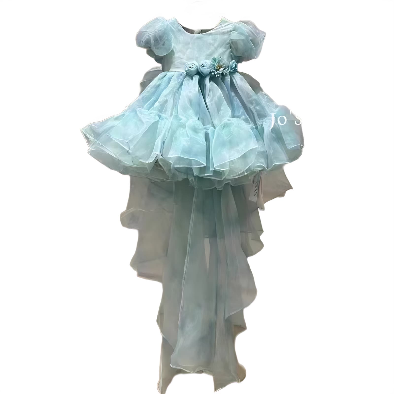 Princess Dress with Train for Girls Birthday Summer New Bubble Sleeve Stage Piano Performance Gown