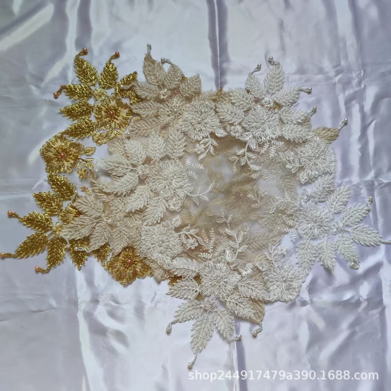 European Festive Floral Beaded DIY Lace Embroidered Placemat Table Mat Napkin Tablecloth 40CM Western Dining Table