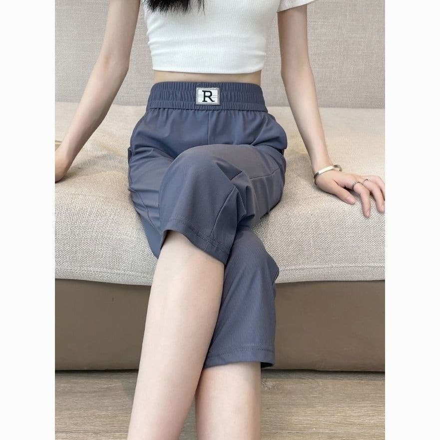 Summer Plus Size Capri Pants 2026 New Style, Thin Ice Silk, High Waist, Casual Harem Pants for Petite Women