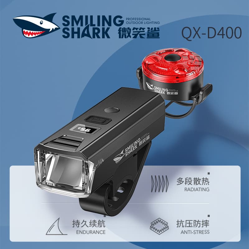 Smile Shark Light-Controlled Outdoor Cycling Light, High Brightness, Long Range, Detachable and Portable.