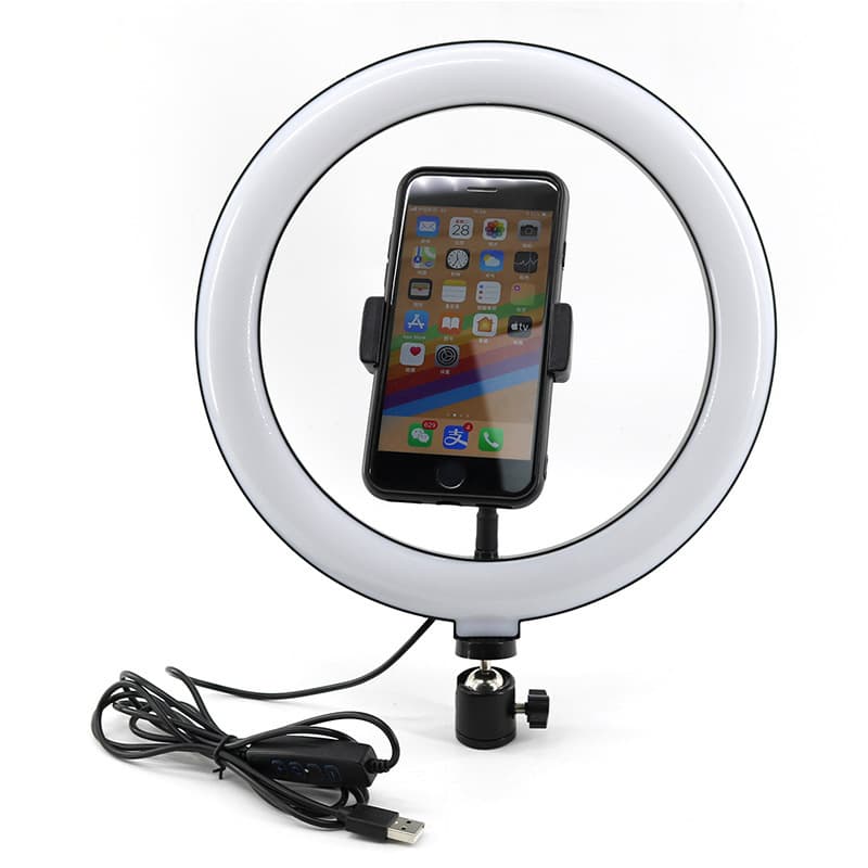 10-inch 3-Color Dimmable RGB Ring Light for Live Streaming, Phone Selfie Fill Light with Desktop Tripod