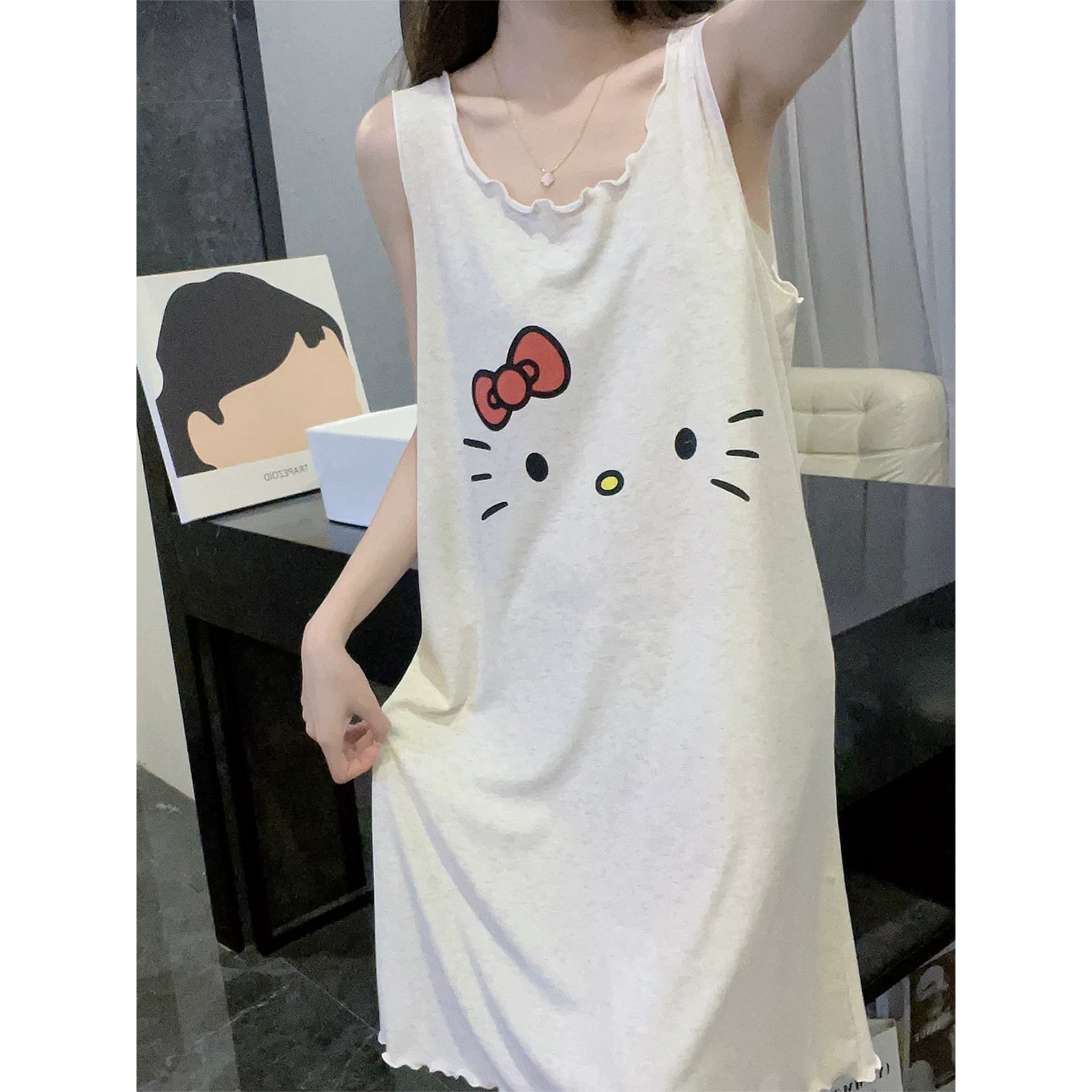 Women's Summer Comfortable Loose Plus Size Sleep Dress, Cool Feeling 2026 New Cartoon Vest Nightgown Homewear