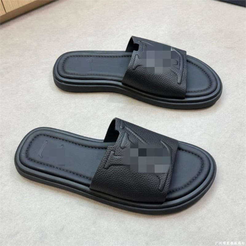 Cross-border Large Size Genuine Leather Soft Sole Men's Slippers High-end Luxury Casual Flip-flops Vietnam Rubber Slide Sandals