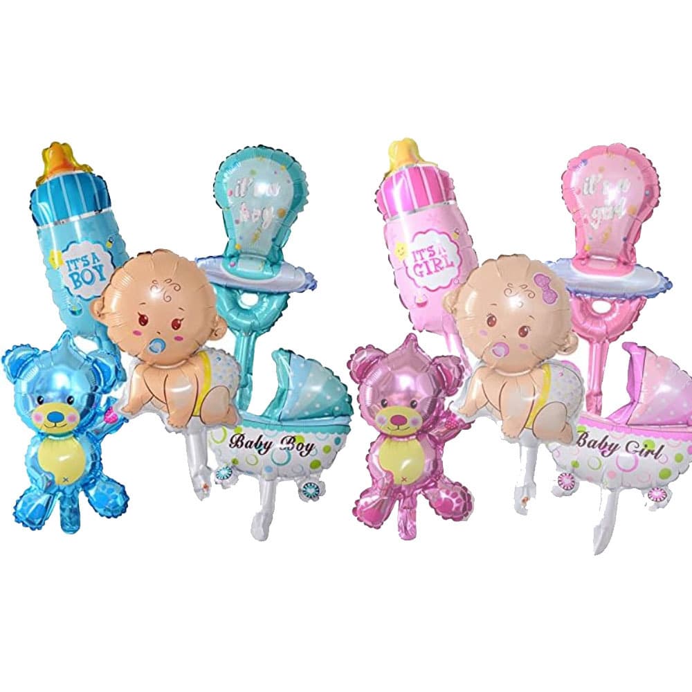 5 Pack Mini Doll Baby Bottle Bear Balloon Set Baby Shower Birthday Theme Party Decorations
