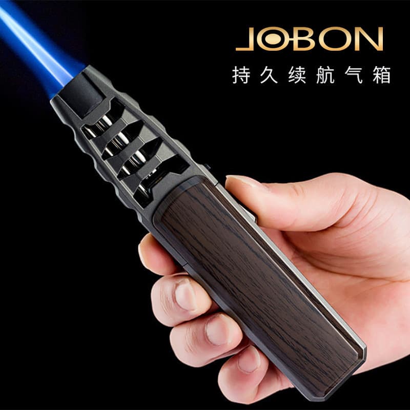 JOBON Zhongbang Windproof Direct-Pour Spray Gun Personalized Kitchen Baking Blue Flame Inflatable Metal Cigar Lighter Customized
