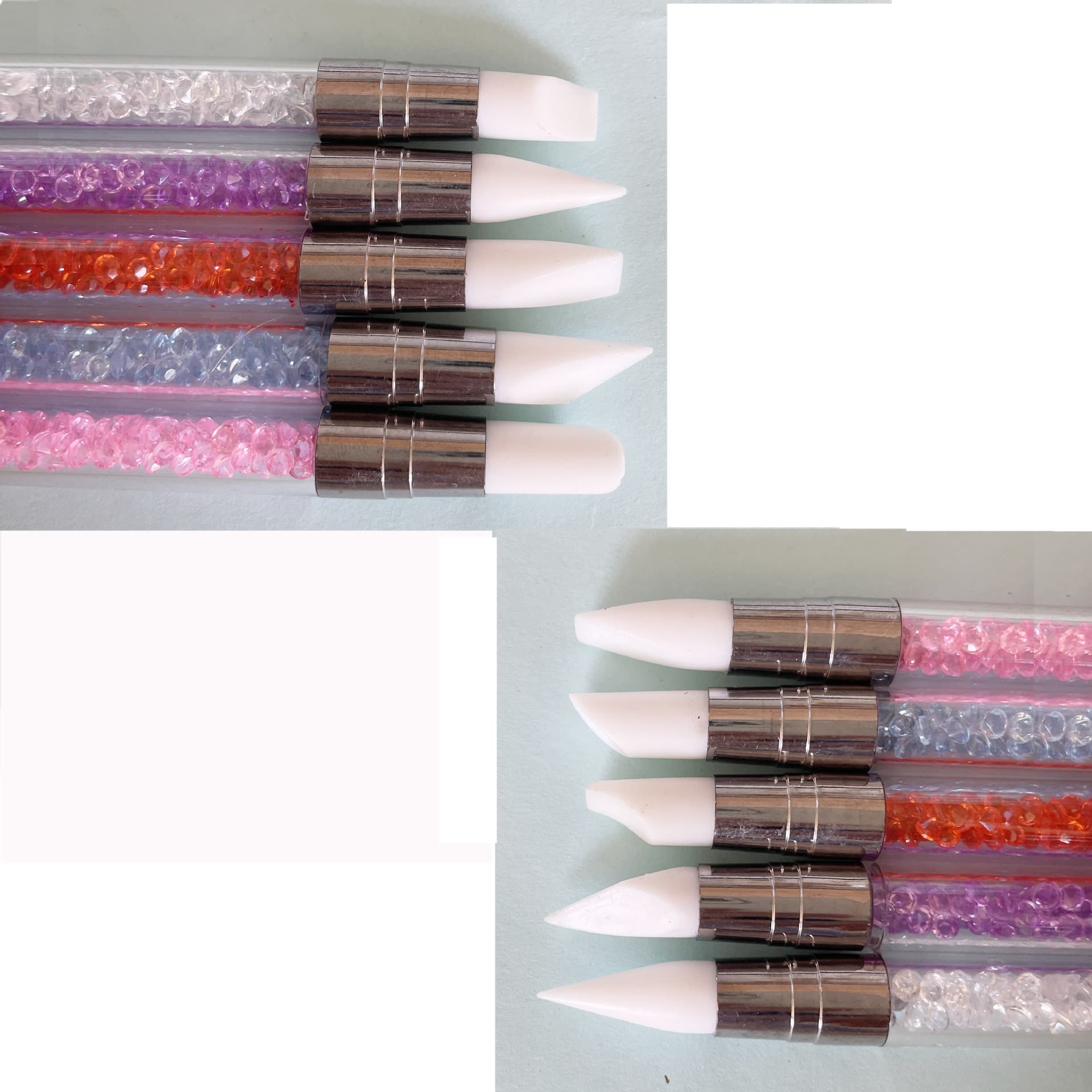 Nail Art Pen 5-Piece Set, Double-Ended Silicone Pen, Carving Pen, Mixing Stick, Ultra-Soft Embossing Pen, Nail Brush