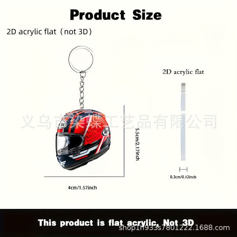 Amazon New Product 2D Motorcycle Helmet Acrylic Keychain Backpack Pendant Car Rearview Mirror Pendant