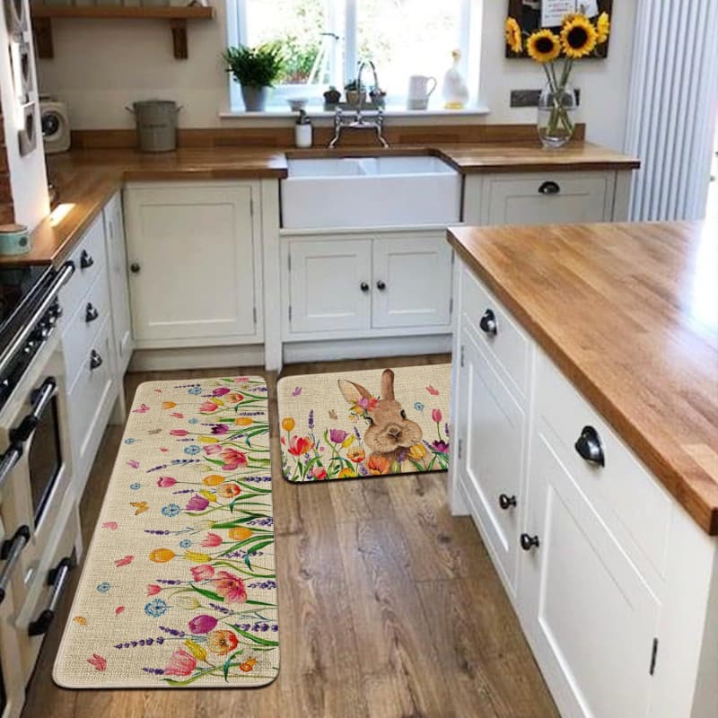 Cross-Border Floral Fresh Doormat, Kitchen Dirt-Resistant Anti-Fatigue Kitchen Mat, Entryway Wear-Resistant Scuff-Resistant Door Mat