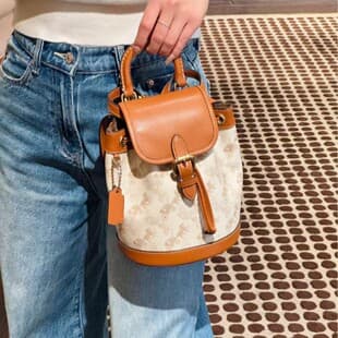 Koujia New Harper Mini Backpack Classic Monogram Drawstring Retro Shoulder Handbag Crossbody Bag