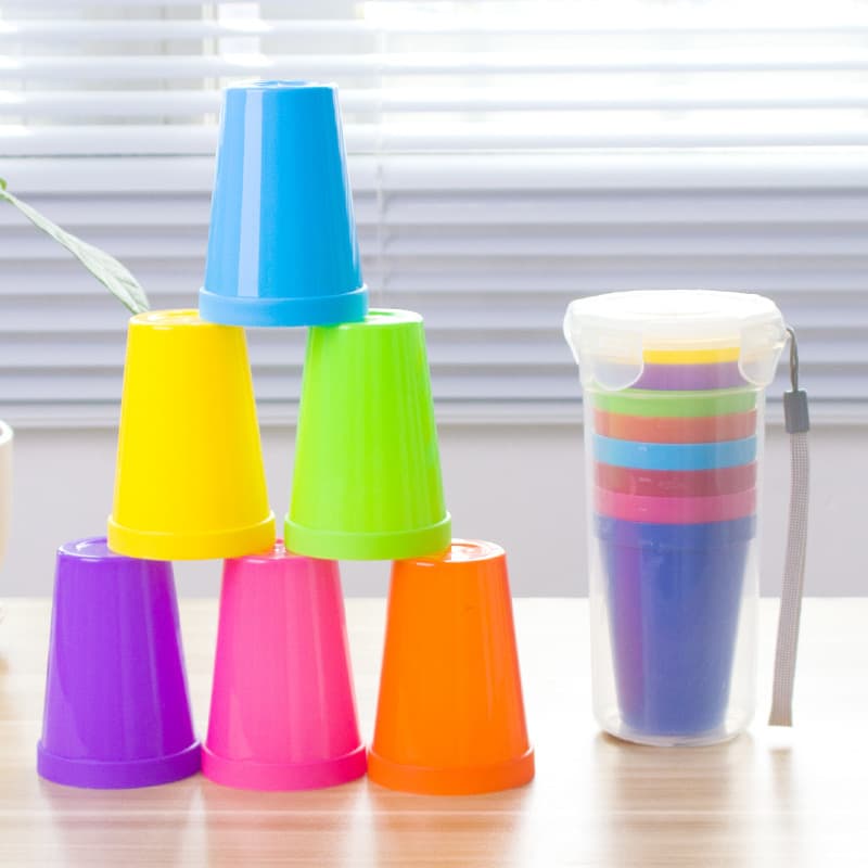 Round Plastic Cup Set 9-Piece 7-Piece Casual Cup Set Promotional Gift Dust-Proof Rainbow Cup Set
