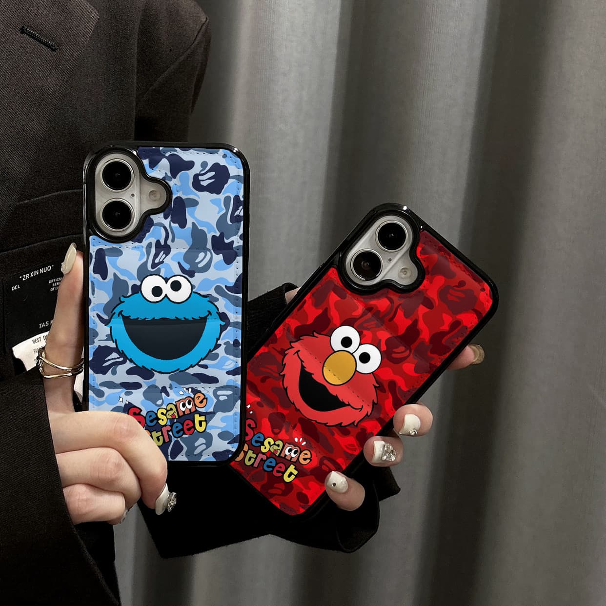 Cartoon Down Jacket Sesame Street iPhone 14/13 Compatible with 11 Apple 16/15 Pro Max Mobile Phone Case 12 Anti-Fall