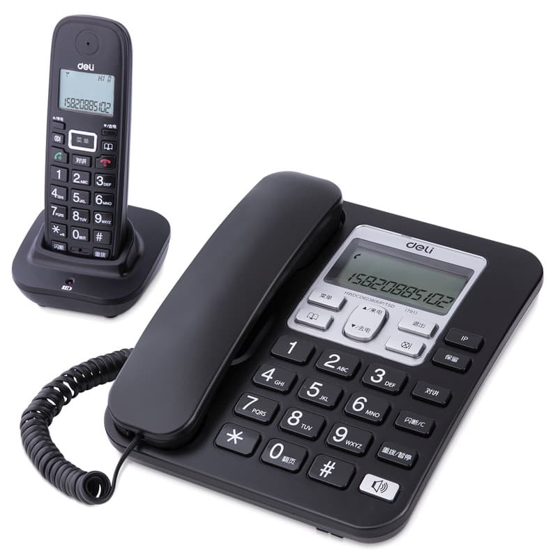Deli 791 Digital Cordless Telephone Black Stylish for Office and Home Use with Caller ID, Three-Way Calling, Clear Sound Quality