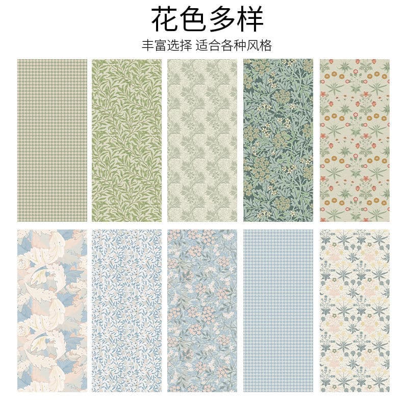 Wardrobe renewal film for glass cabinets, Nordic-style floral wallpaper, self-adhesive waterproof sliding door nail-on decals.