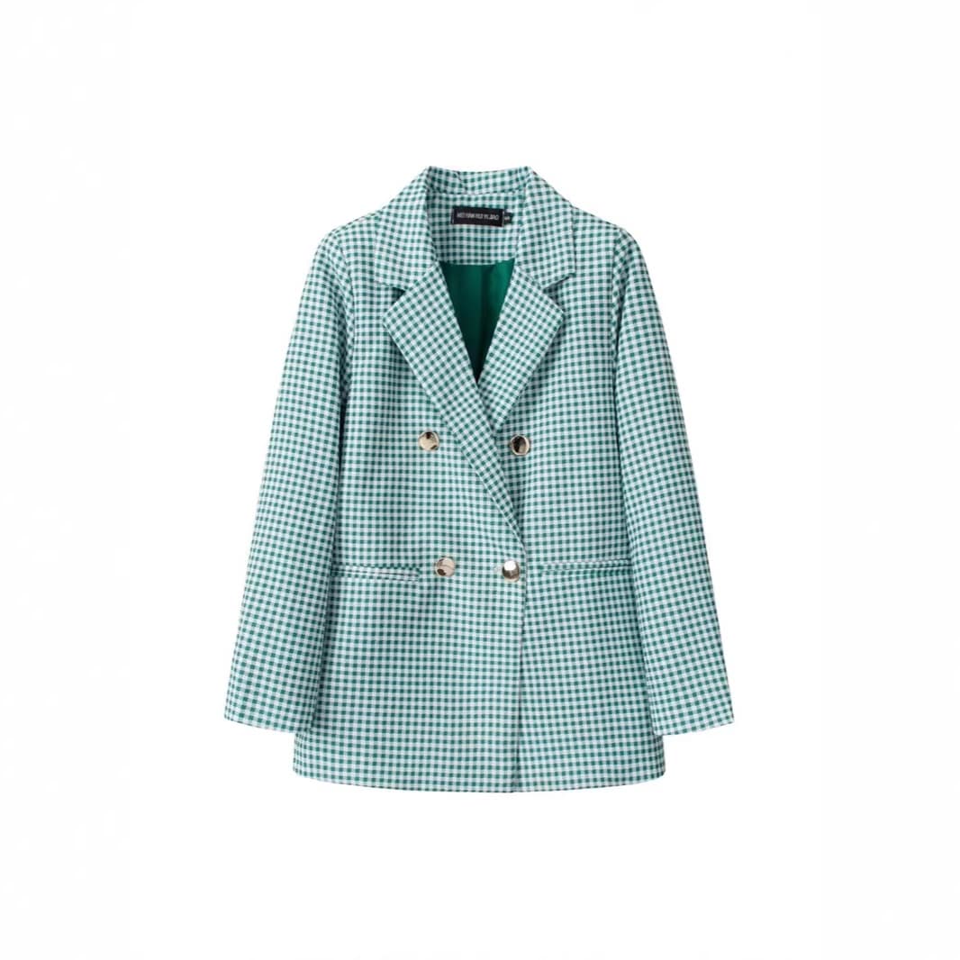 Spring and Autumn New Single-Breasted Houndstooth Blazer Fashion Suit Casual Jacket Stylish British-Style Jacket