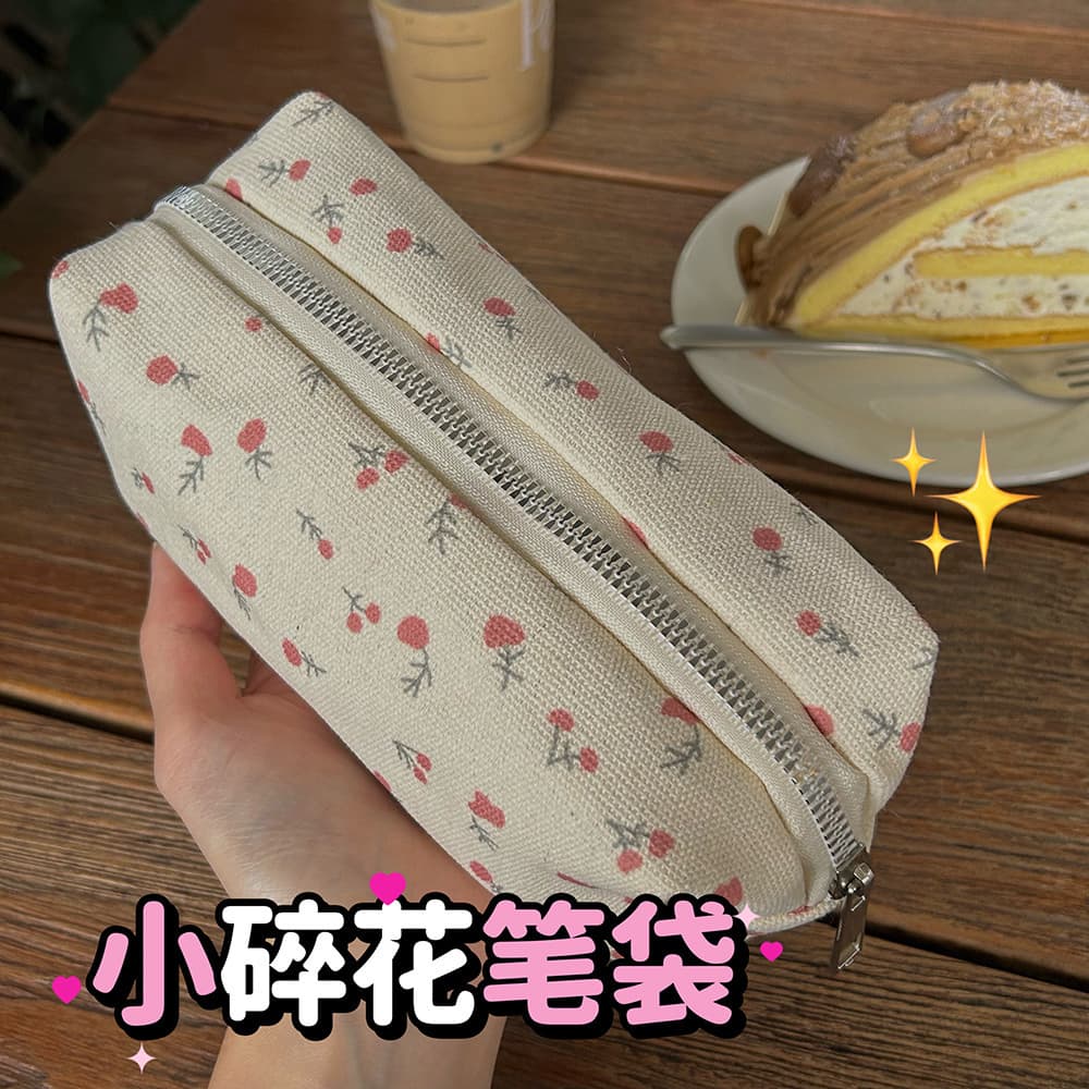 Small fresh floral pencil bag ins Japanese style high-looking student stationery bag large capacity pencil case makeup storage bag