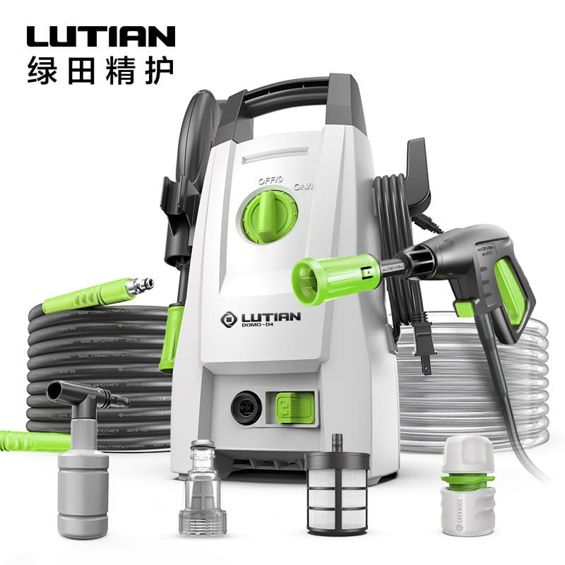 Green Field Car Washer 1400W Portable Cleaning Machine, Home 220V High-Pressure Water Gun, Direct Supply "Little Monster
