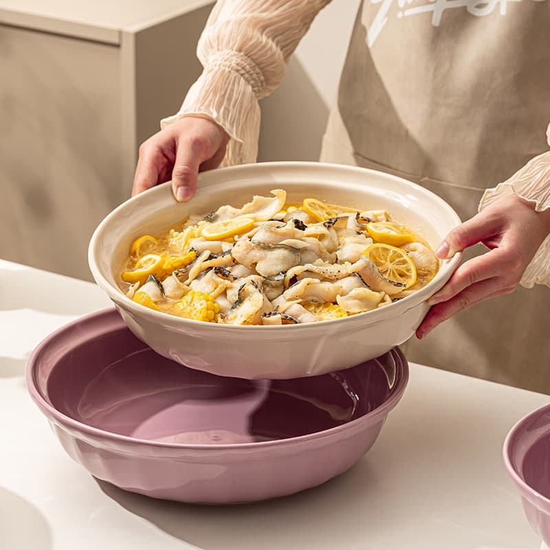 Ceramic Pickled Fish Bowl Household Soup Bowl 12-Inch Large Bowl Cream Style Soup Bowl Large Boiled Fish Hair Blood Bowl