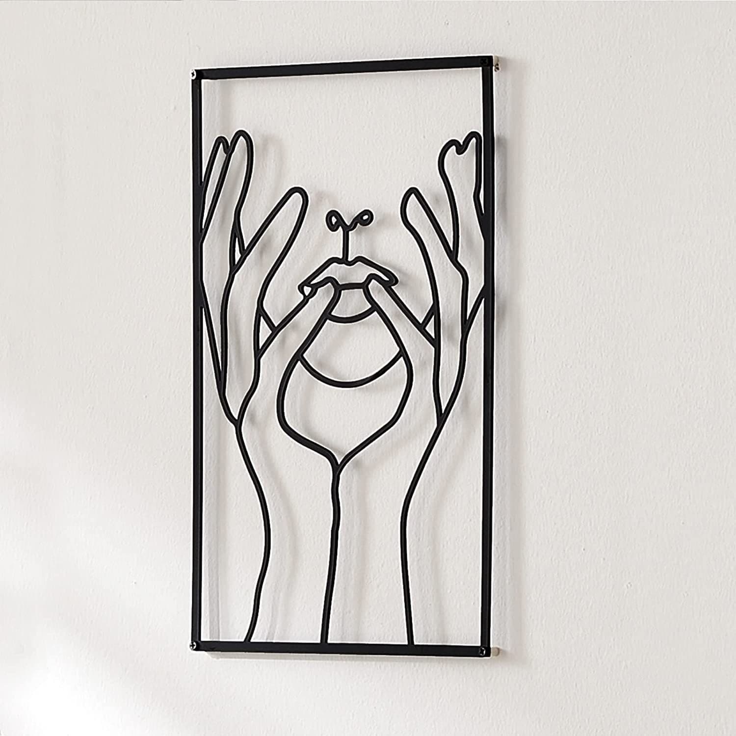 Black Metal Wall Decorative Sculpture Minimalist Single Line Female Home Wall Hanging Art Decoration Gold Decor