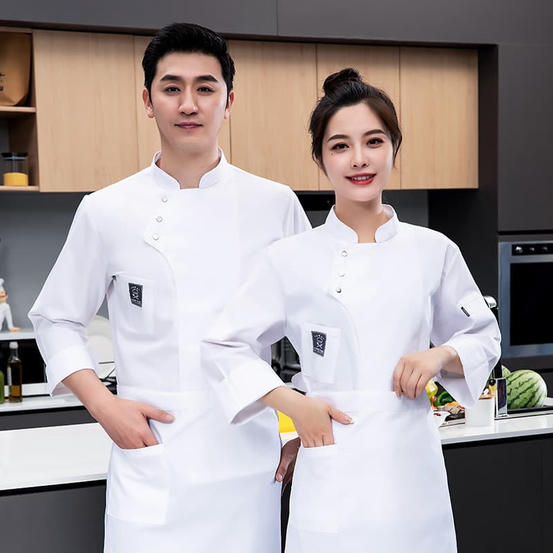 Chef Uniform Short Sleeve Men Women Hotel Restaurant Canteen Long Sleeve Bakery Cake Shop Baking Apron Work Clothes