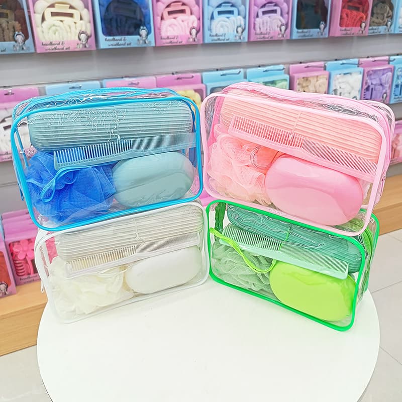 Travel Toiletry Set, Business Trip Bath and Toiletry Storage Bag, Cross-Border Folding Hanger Travel Dispensing Bottles 17-Piece Set
