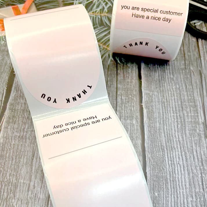 100 sheets/roll pink rectangular sticker gift box seal sticker thank you seal sticker packaging decoration label sticker