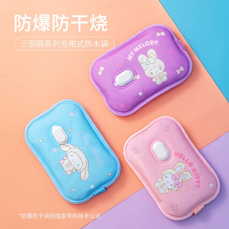 MINISO Sanrio Explosion-Proof Rechargeable Double-Hand Hot Water Bottle with Overheat and Dry-Burn Protection