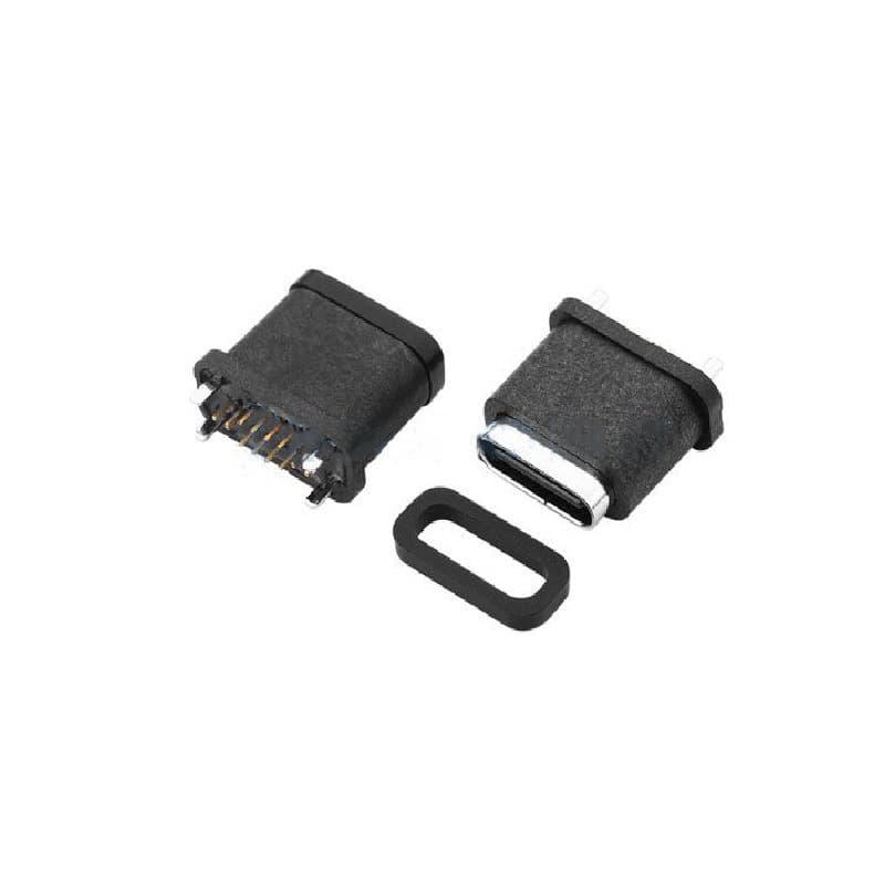 USB Connector Type-C Female Port TYPE-CF 16P Vertical Waterproof H=10.3