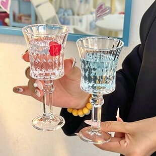 Ins-Style Diamond Pattern Champagne Glass, High-End Red Wine Glass, Stemmed Glass, Dessert Wine Glass, White Wine Glass