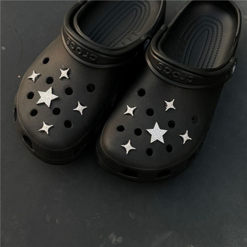 Silver star-shaped decorative shoe flower with holes, detachable DIY accessory, shoe buckle, 3D accessory