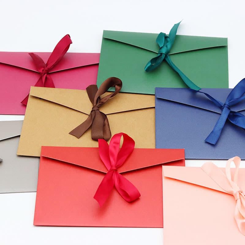 Creative Ribbon Envelopes, Vintage-inspired Colored Thick Large Bow Pearlescent and Specialty Paper Envelopes
