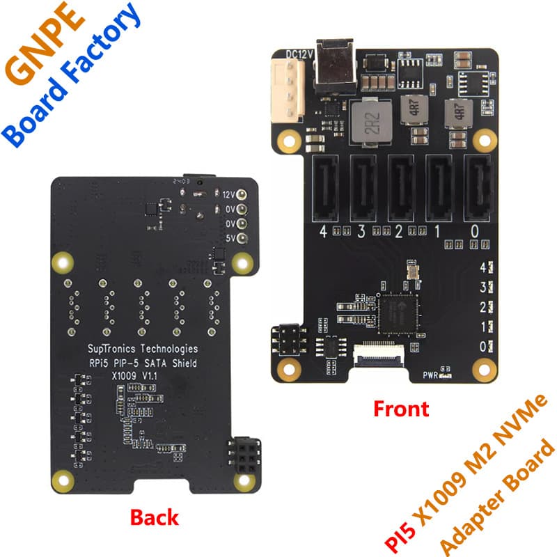 Raspberry Pi 5 X1009 PCIe to 5-Port SATA Hard Drive Expansion Board - 5-Channel SATA 3.0 Adapter