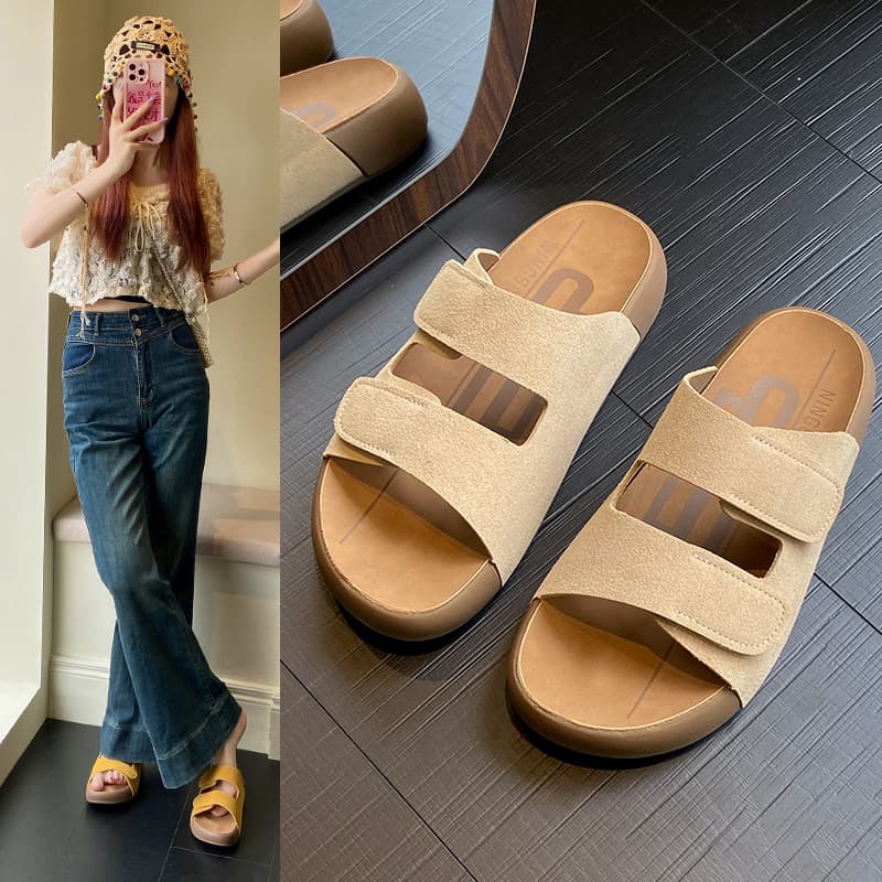 2591 Women's Slippers 2025 New Style Outdoor Summer Thick-Soled Beach Casual Slip-On Sandals Birkenstock Shoes