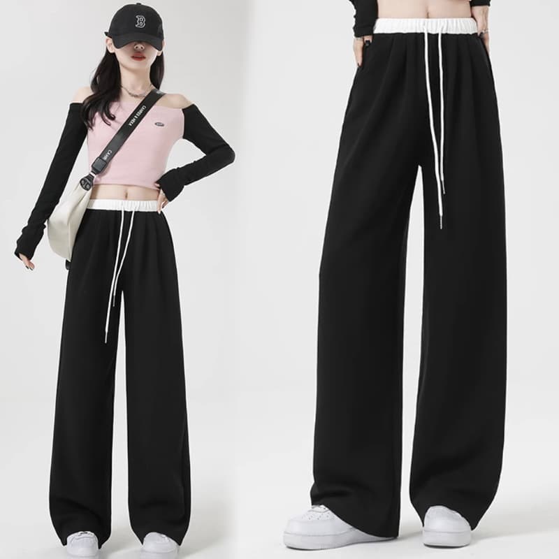 Maternity Pants 2025 Spring/Fall New Fashion Draped Drawstring Non-Belly Support Adjustable Straight Leg Wide Leg Pants