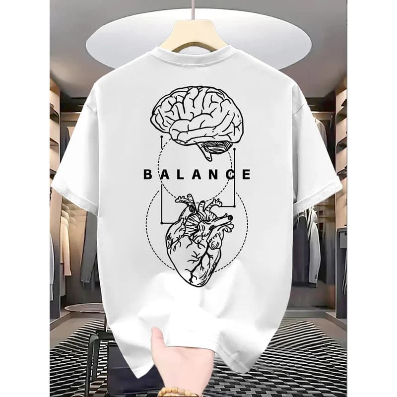 [Cross-border EU Size] Men's Women Novelty Brain Balance Gym T-Shirt Co