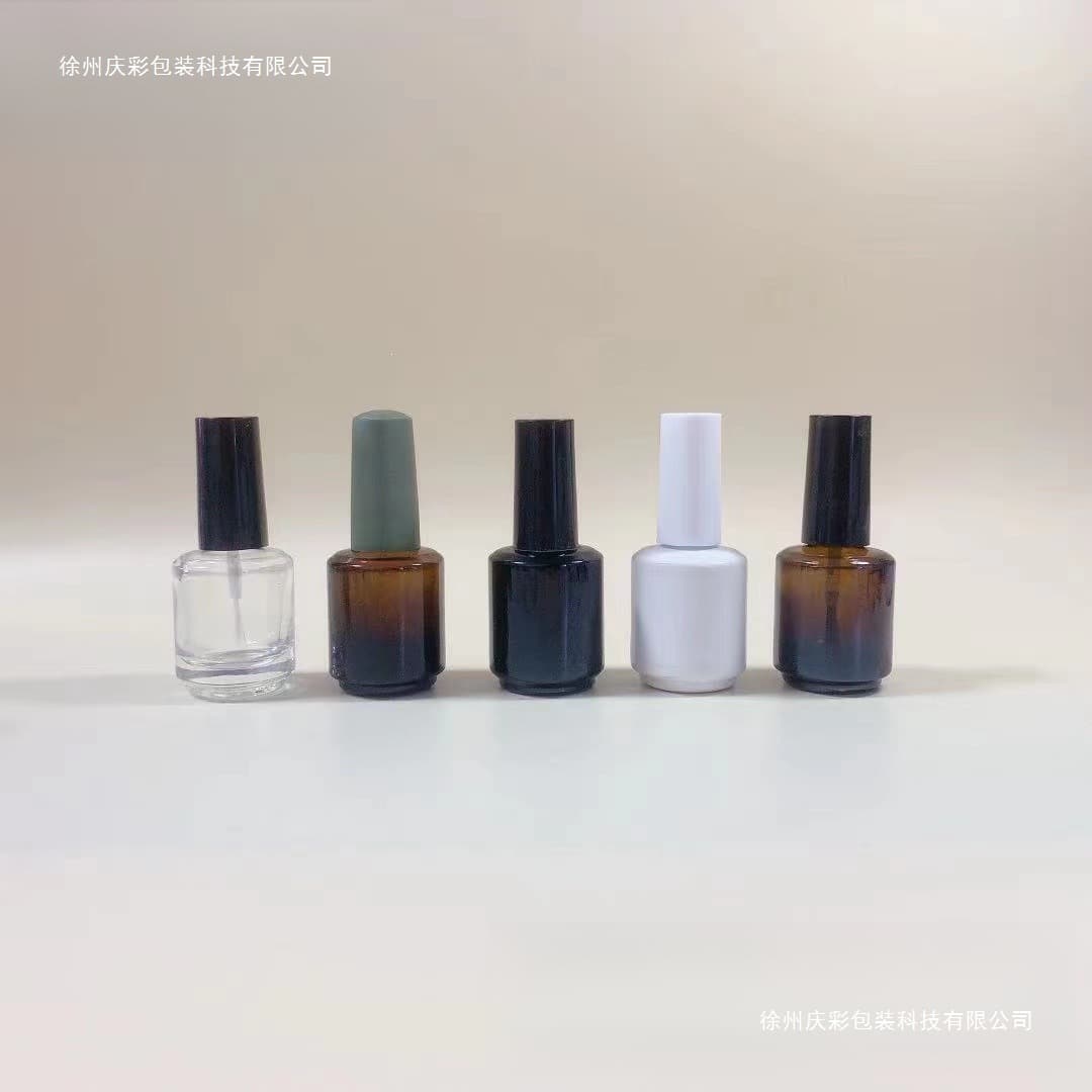 Factory wholesale nail polish bottles 15ML glass gel polish empty bottles CND nail gel bottles light therapy gel matte black