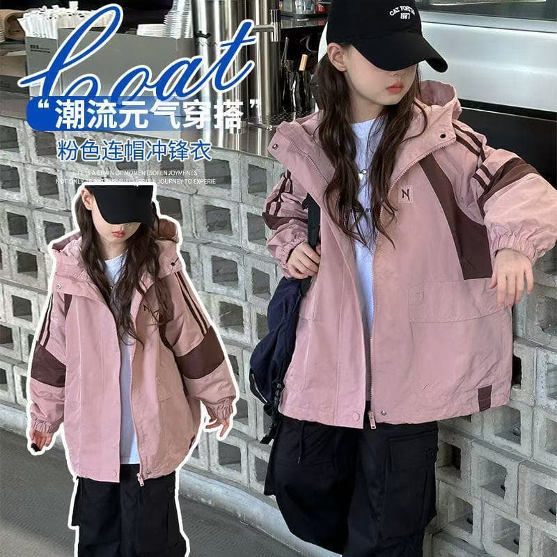 Girls' Windbreaker Jacket Spring/Autumn Wear 2025 New Stylish Children's Spring/Autumn Little Girl Sports Hooded Top Trendy