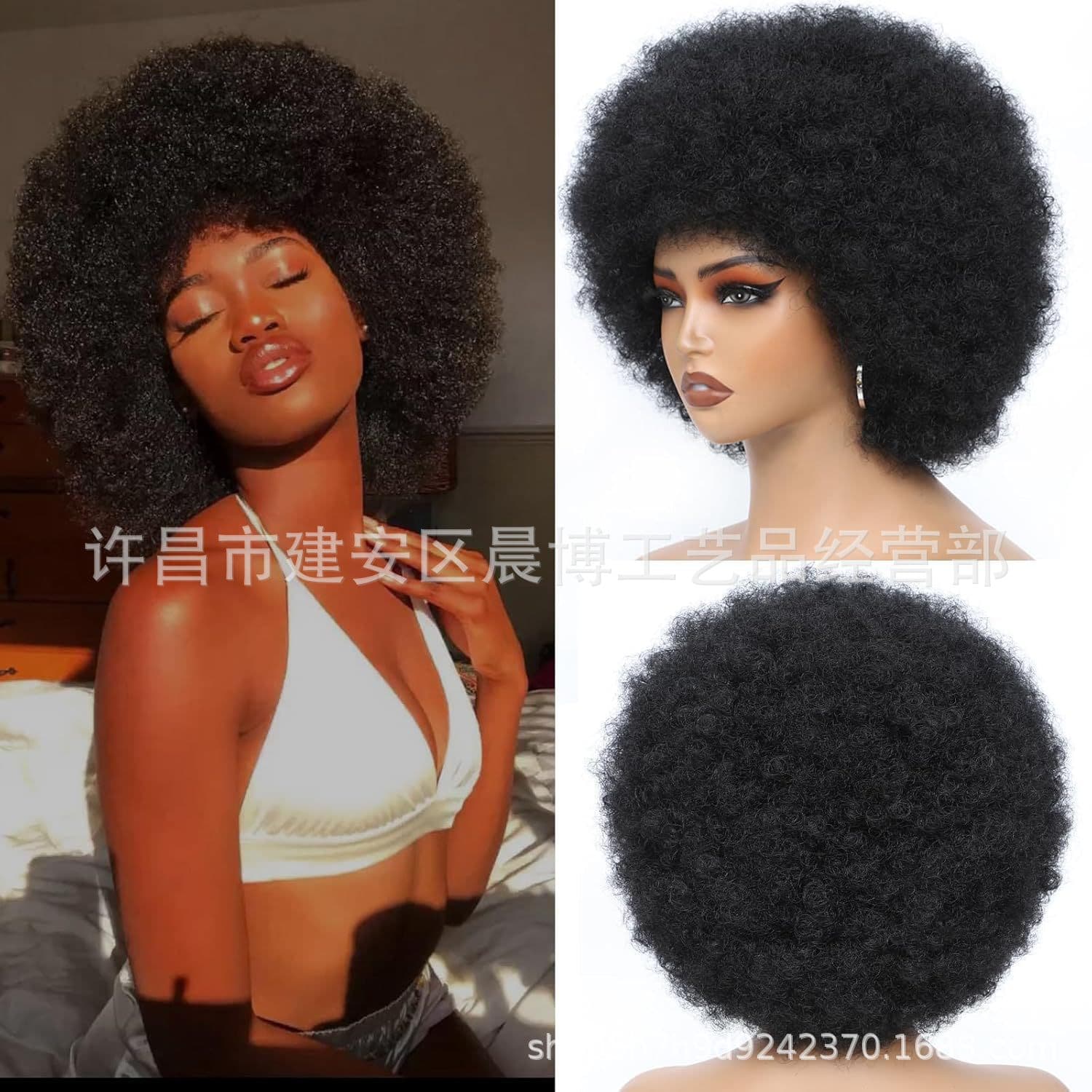 Cross-border Wig Afro Curly Wig for European and American Women Short Curly Synthetic Hair Wig