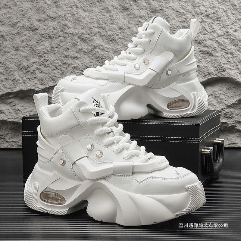Men's Shoes Spring 2025 New Breathable Thick-Soled Height-Increasing Dad Shoes Trendy Versatile High-Top Student Shoes