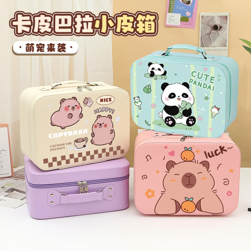 Panda Makeup Bag, Cute Capybara Storage Box, Student Astronaut Organizer, Leather Case, Capybara Cosmetic Box